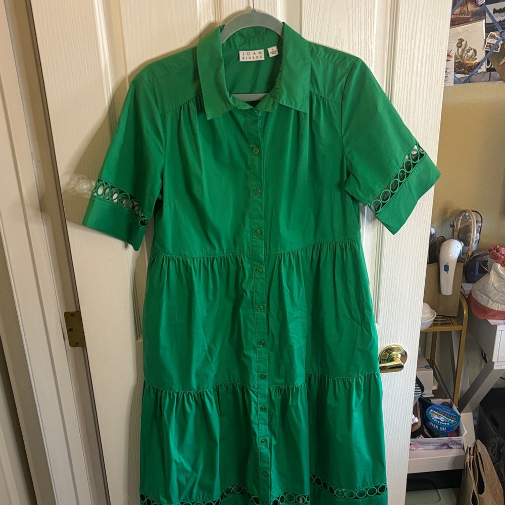 JOAN RIVERS | Bright, kelly green dress, small,‎ short sleeve - EUC